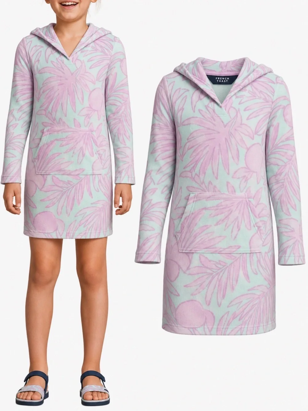 Lands’ End Mint & Lilac Hooded Swim Coverup